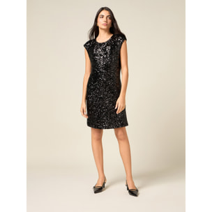 Oltre - Vestido tubo con lentejuelas completas - Negro