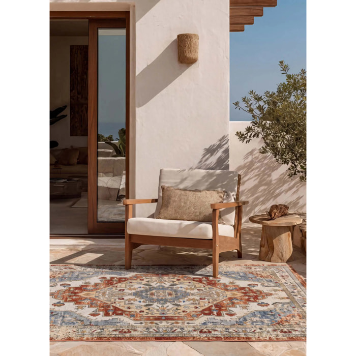 LUNA Alfombra de estilo vintage para interior/exterior en color caldera, varias medidas disponibles.