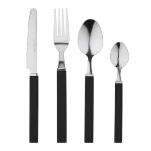 Cubertería Renberg Happy de acero inoxidable en color negro – 24 piezas (14 x 7 x 26,5 cm)