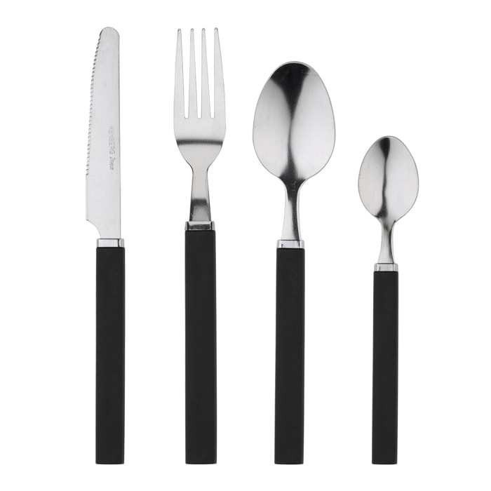 Cubertería Renberg Happy de acero inoxidable en color negro – 24 piezas (14 x 7 x 26,5 cm)