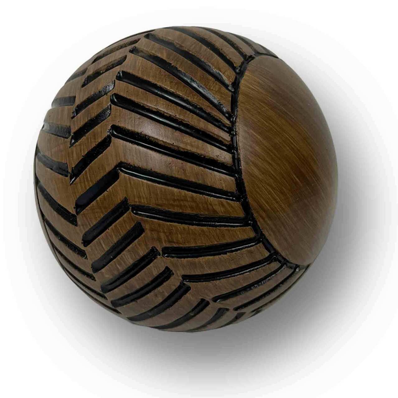 Boule déco en résine effet bois sculpté