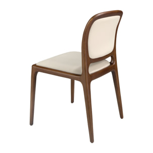 Silla tapizado en polipiel en crema patas de madera en nogal 51x58x87cm