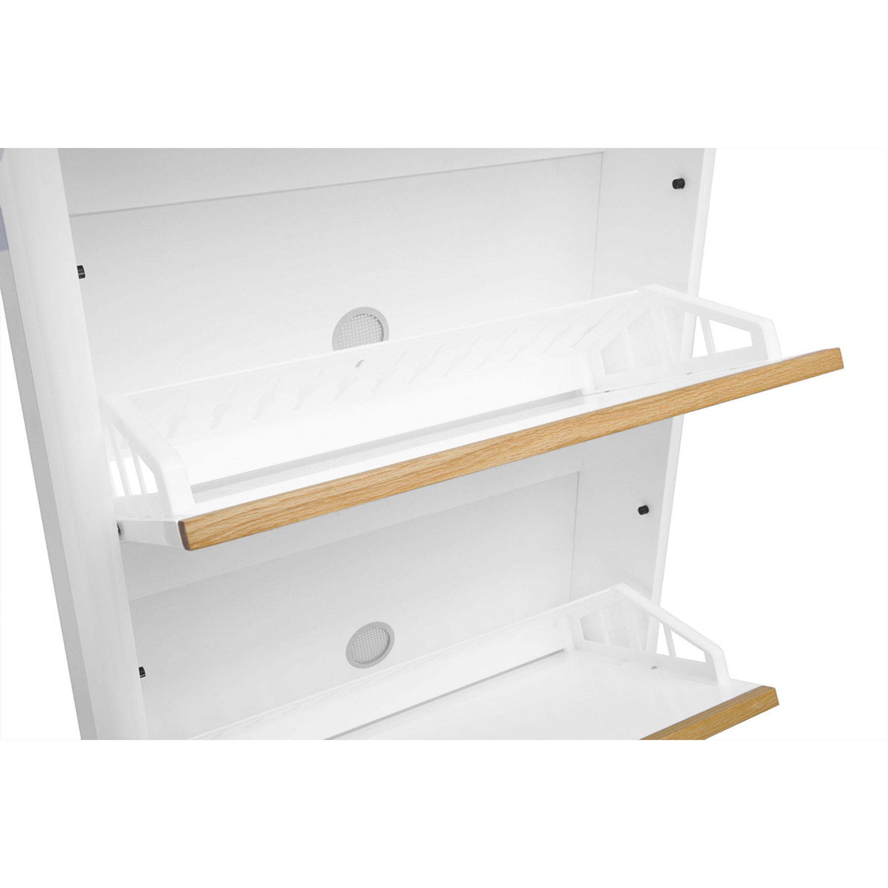 Meuble à chaussures 4 portes finition blanc laqué brillant L68 cm KIRK
