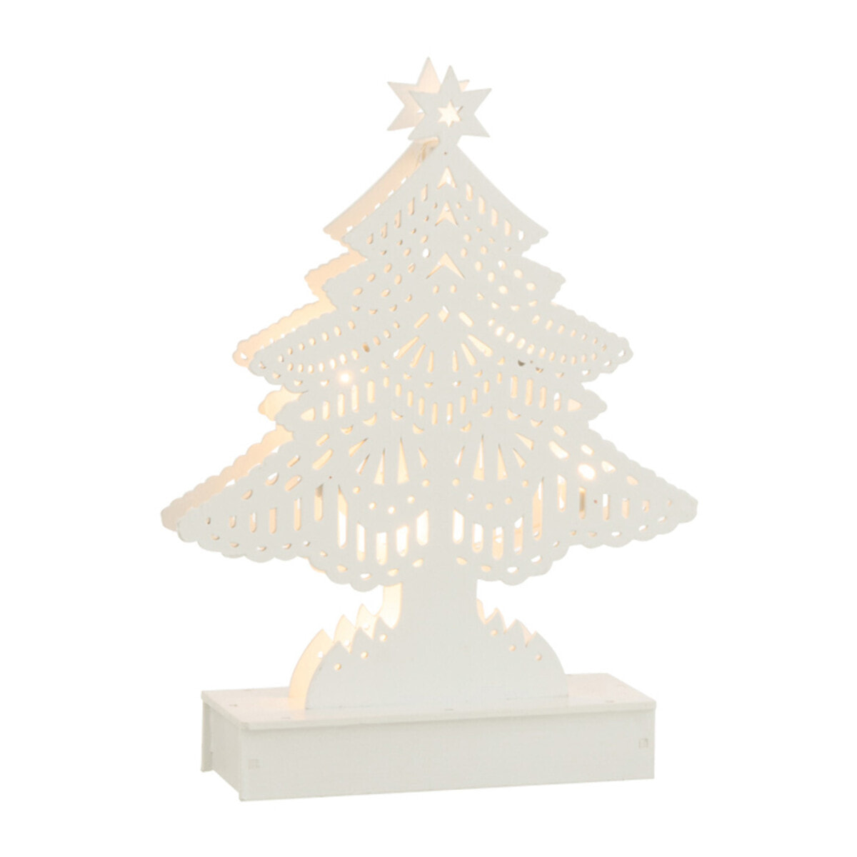 J-Line décoration Sapin De Noël - bois - blanc - small - LED