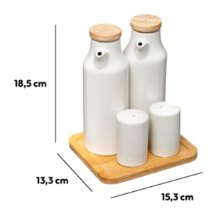 Set huile/vinaigre/poivre céramique Blanc Seramik