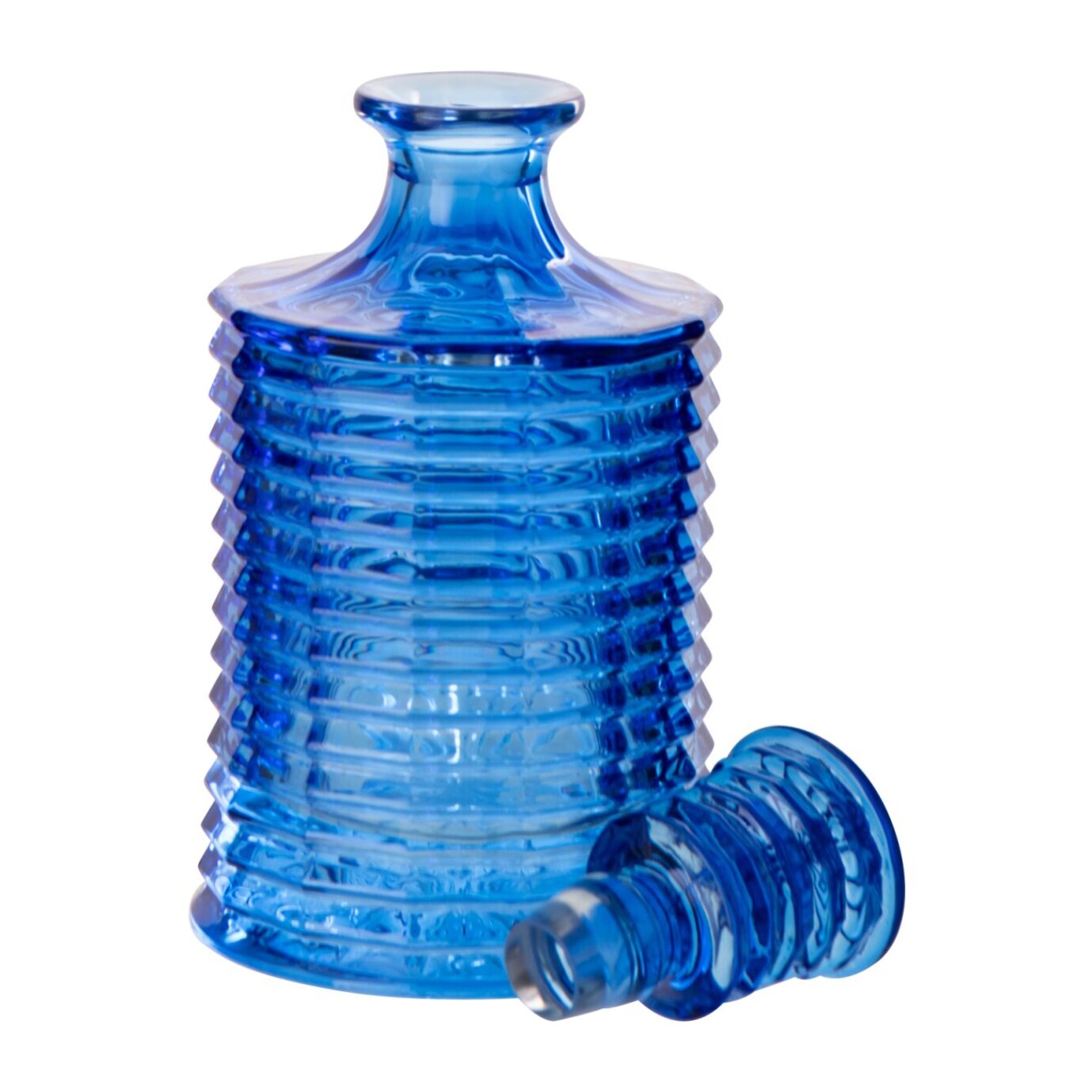 J-Line Carafe Cotelé - verre - bleu cobalt
