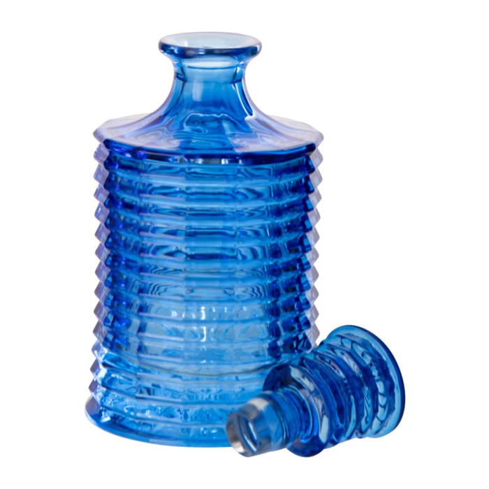 J-Line Carafe Cotelé - verre - bleu cobalt