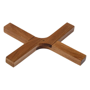 Dessous de plat L21cm en croix Acacia bois foncé