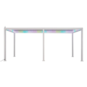Pergola bioclimatique électrique "Evora" grand modèle 6 x 3,6m - Structure et lames doubles en aluminium Blanc