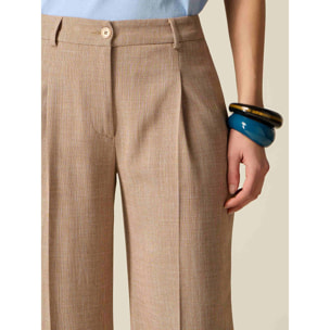 Oltre - Pantaloni palazzo misto viscosa - Beige