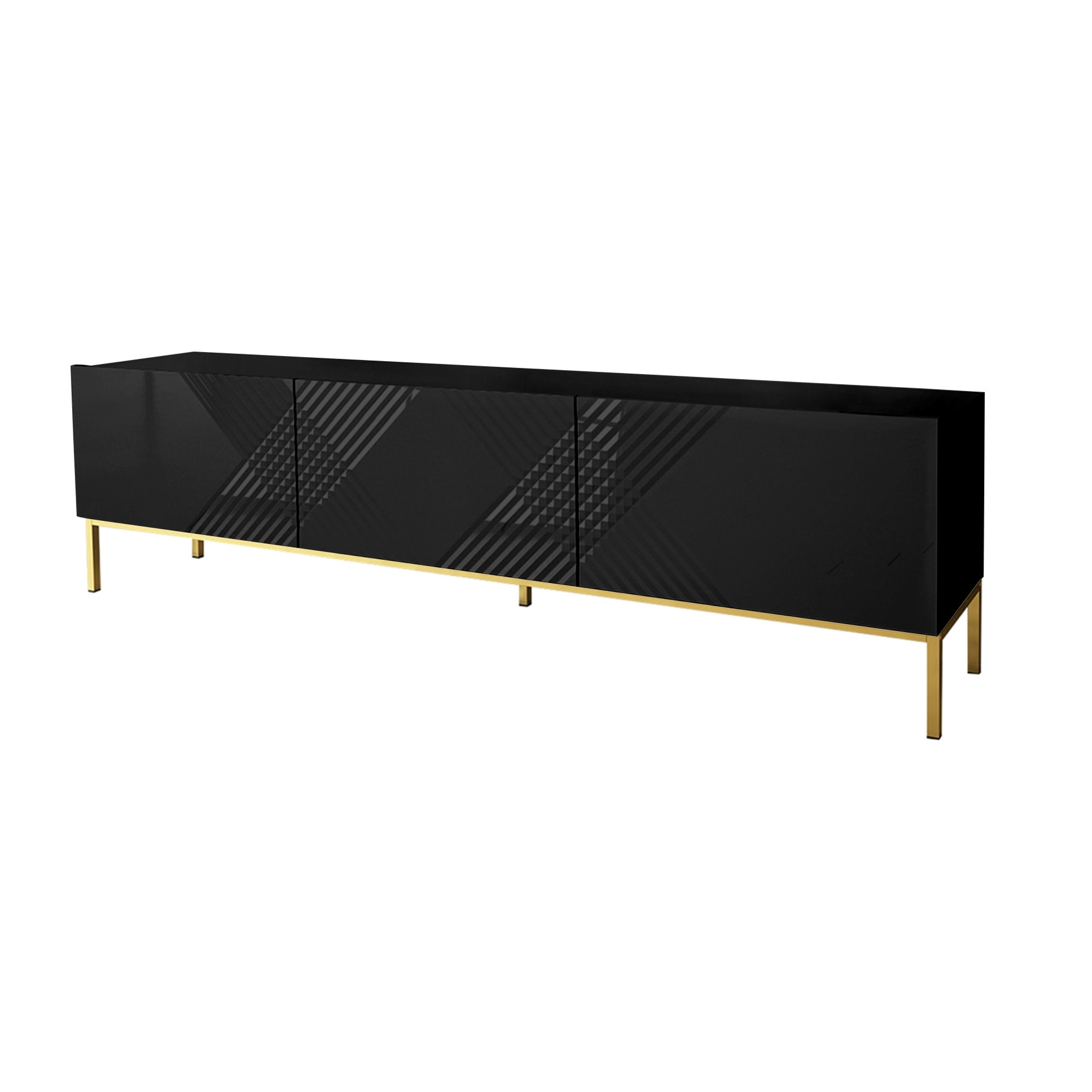 Celeste - meuble TV - 190 cm - style contemporain - Noir / Doré