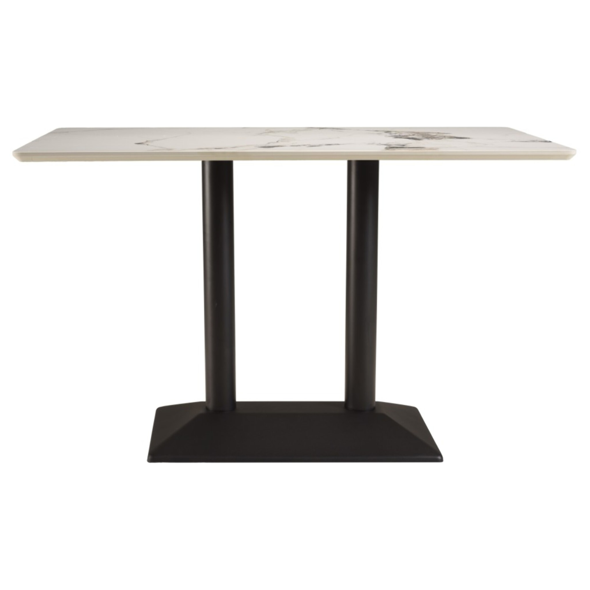 ICARE - Ensemble n°1: table bistrot rect. 120x70cm en céramique marbré clair