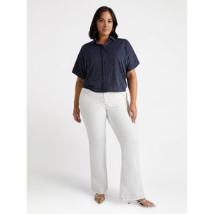 Fiorella Rubino - Camisa boxy de lúrex - Azul