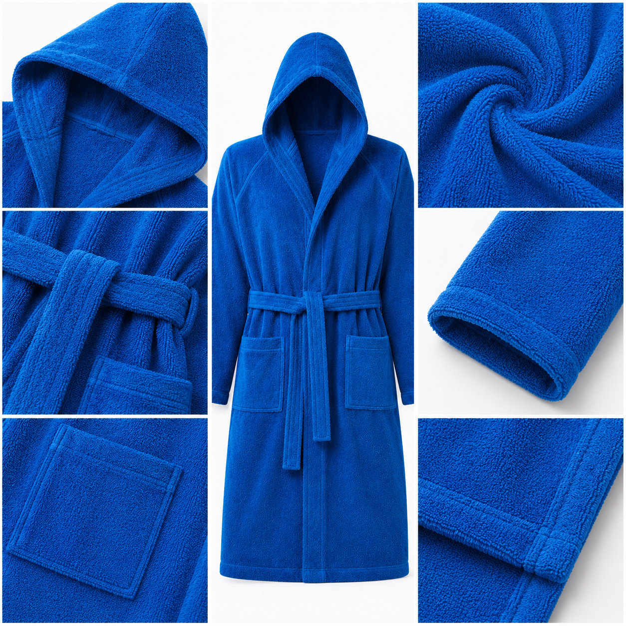 BASSETTI Accappatoio in spugna con cappuccio Blu