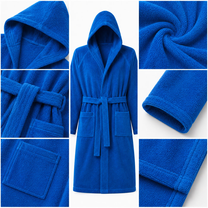 BASSETTI Accappatoio in spugna con cappuccio Blu