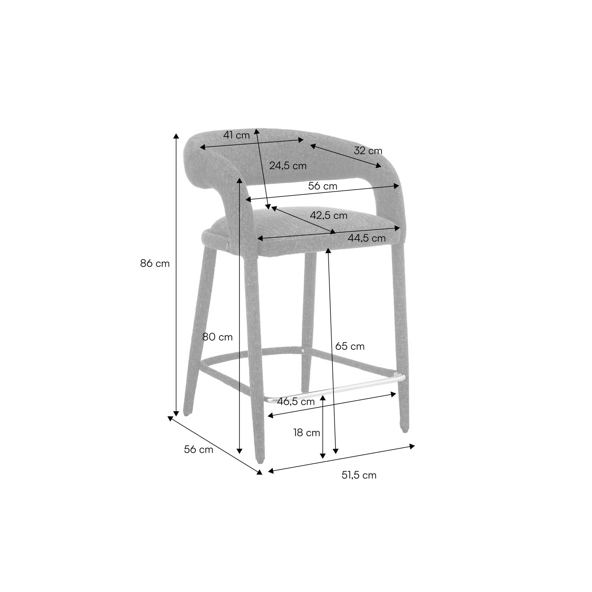 Tabouret de bar contemporain tissu (lot de 2) ALESSIA