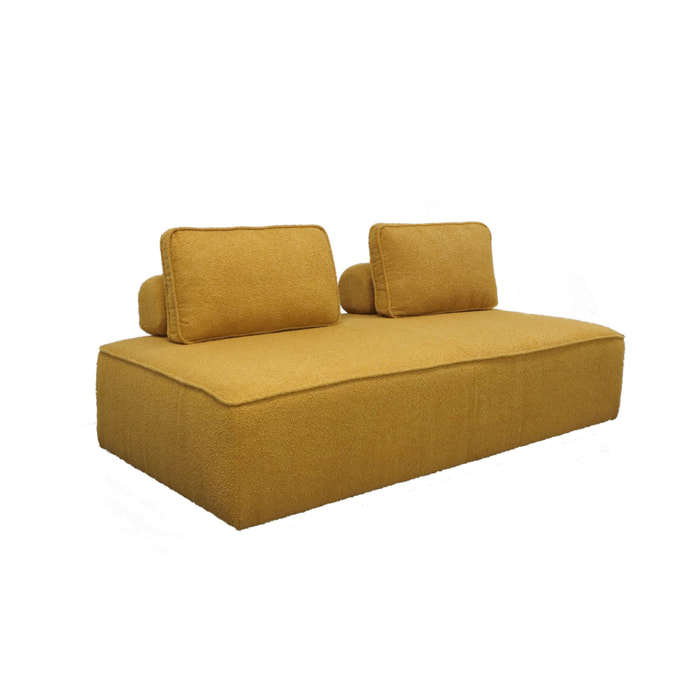 Chauffeuse pour canapé modulable tissu bouclette moutarde 2 places Bao. L 180 x P 90 x H 74cm