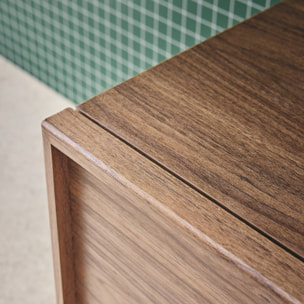 Meuble TV décor bois noyer 3 portes L 140 x P 43 x H 45cm - Kuba