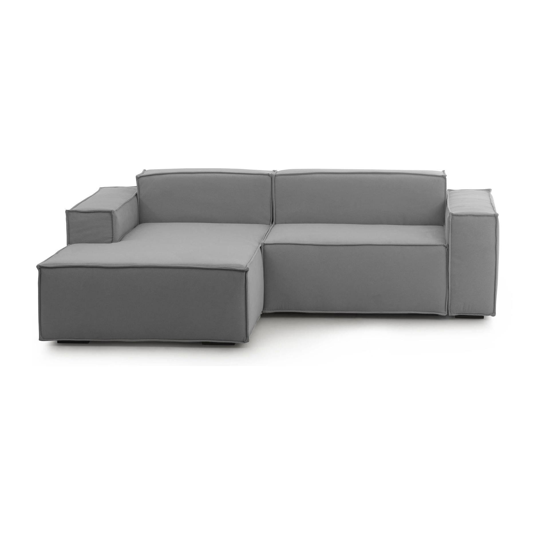 Divano fisso Nadia, Divano componibile a 2 posti con penisola sinistra, 100% Made in Italy, Sofà moderno in tessuto, Cm 220x170h70, Grigio