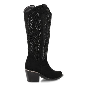 Bota cowboy para mujer de caña alta con diseño brillante, ideal temporada Otoño Invierno.