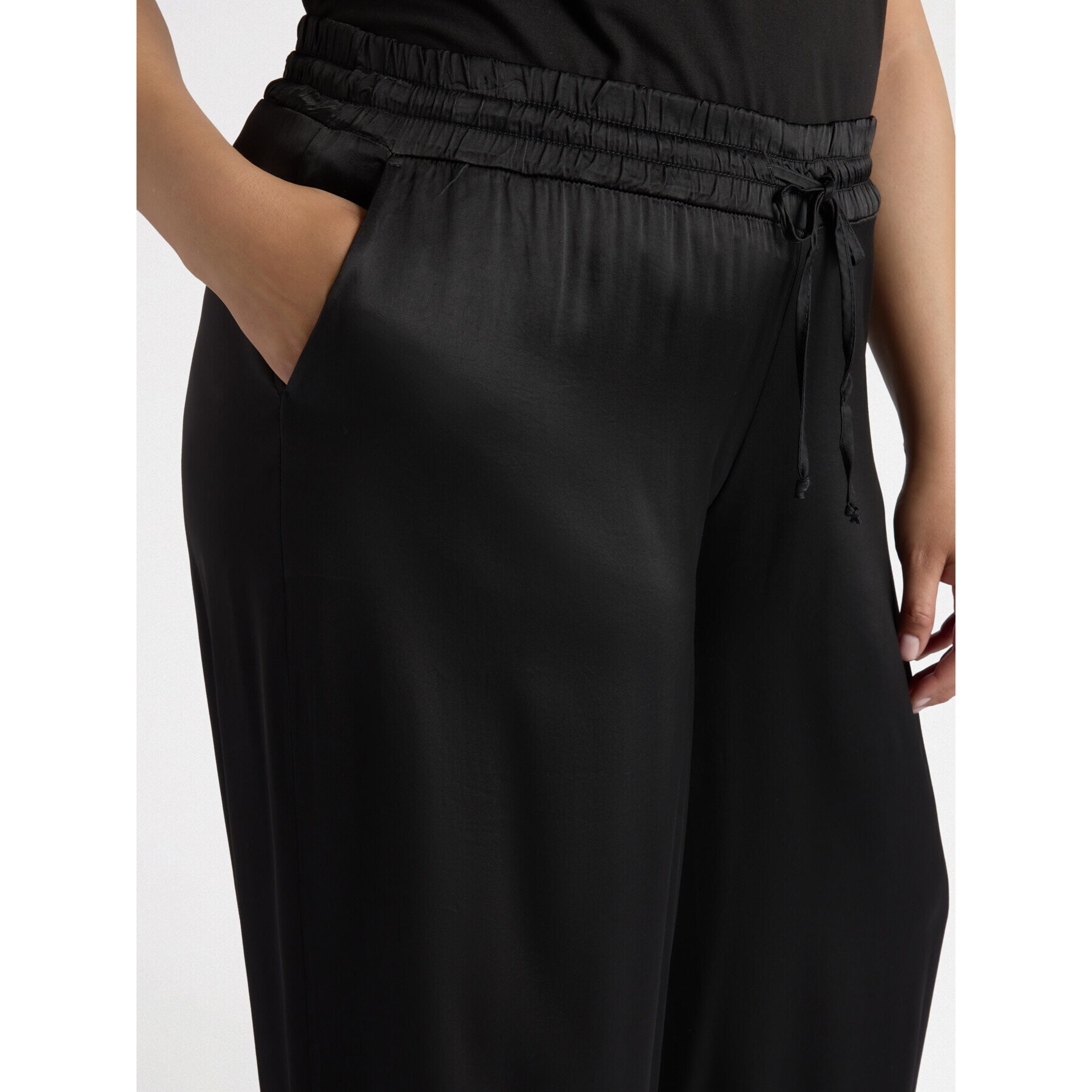 Fiorella Rubino - Pantalón palazzo de raso - Negro