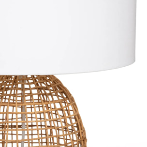 Lampe cylindre "Karla" - rotin - blanc H56 cm