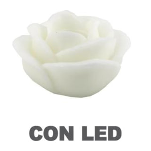 Candela con led a forma di rosa bianco fontana cmø32h20