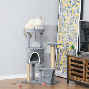 Árbol Rascador para Gatos Mediano Árbol para Gatos de 5 Niveles Torre para Gatos con Plataformas Nido Postes de Yute Escalera y Bola Colgante Gris