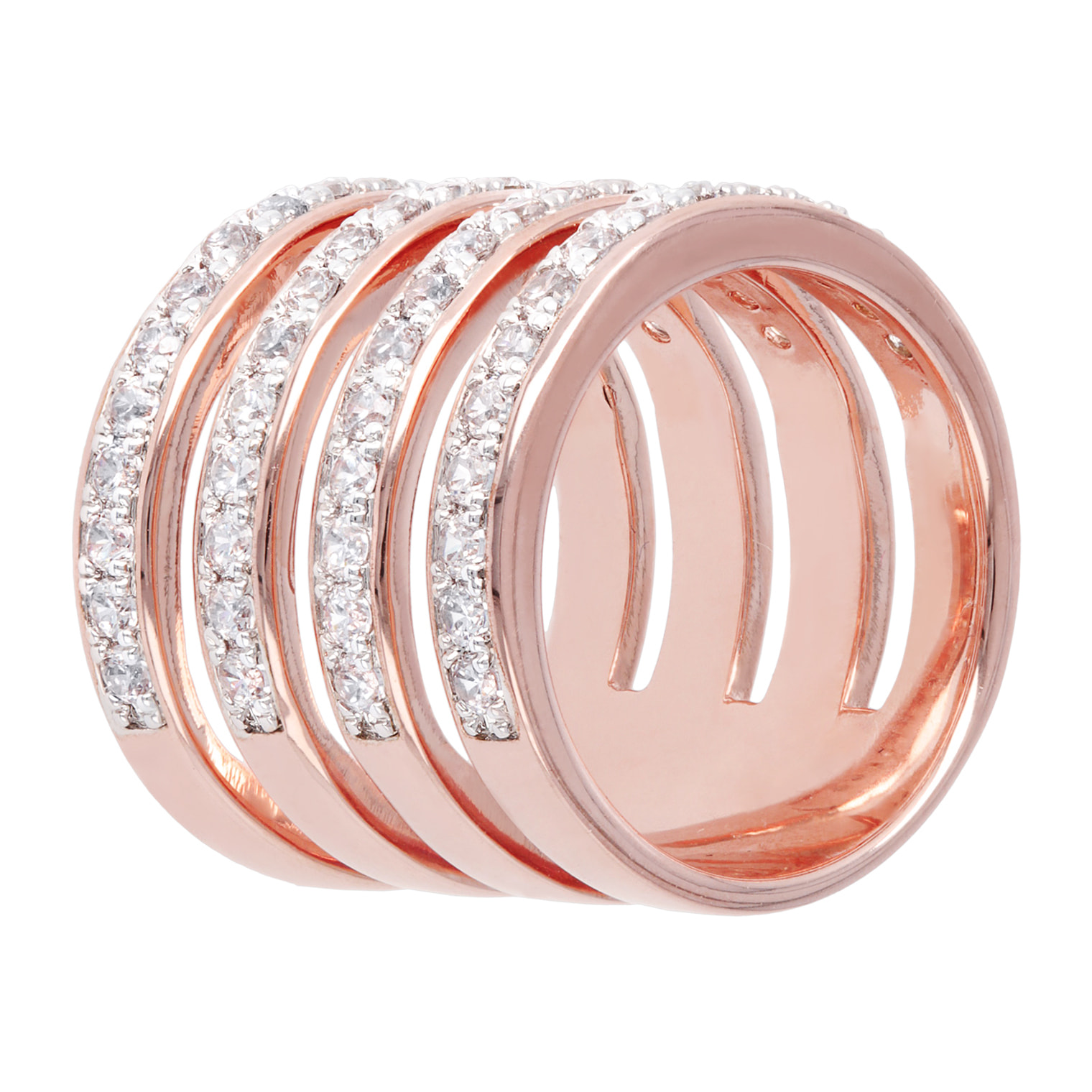 Anello Multifilo in Golden Rosé con Cubic Zirconia Placcato Oro Rosa 18k