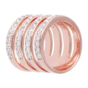 Anello Multifilo in Golden Rosé con Cubic Zirconia Placcato Oro Rosa 18k