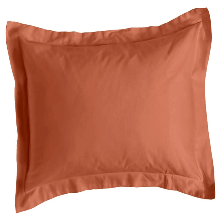 Taie Organic terracota - 50% Chanvre 50% Coton Bio - Volant plat de 5 cm + rabat