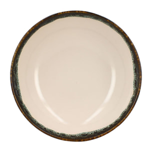 Lot de 6 assiettes creuses atome 21cm en faience beige ATOME