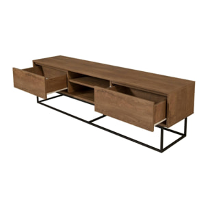 Mobile porta TV Corinna, Credenza da soggiorno, Armadio basso per TV, Base parete attrezzata, 180x40h50 cm, Noce e Nero