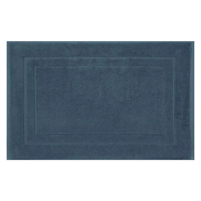 Tapis de bain pur coton 900 g/m² uni bleu Elea bleu ardoise