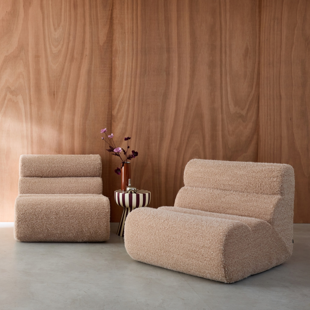 Lot de 2 chauffeuses tissu effet alpaca beige 1 place - L 81 x P 99 x H 75cm - Nova