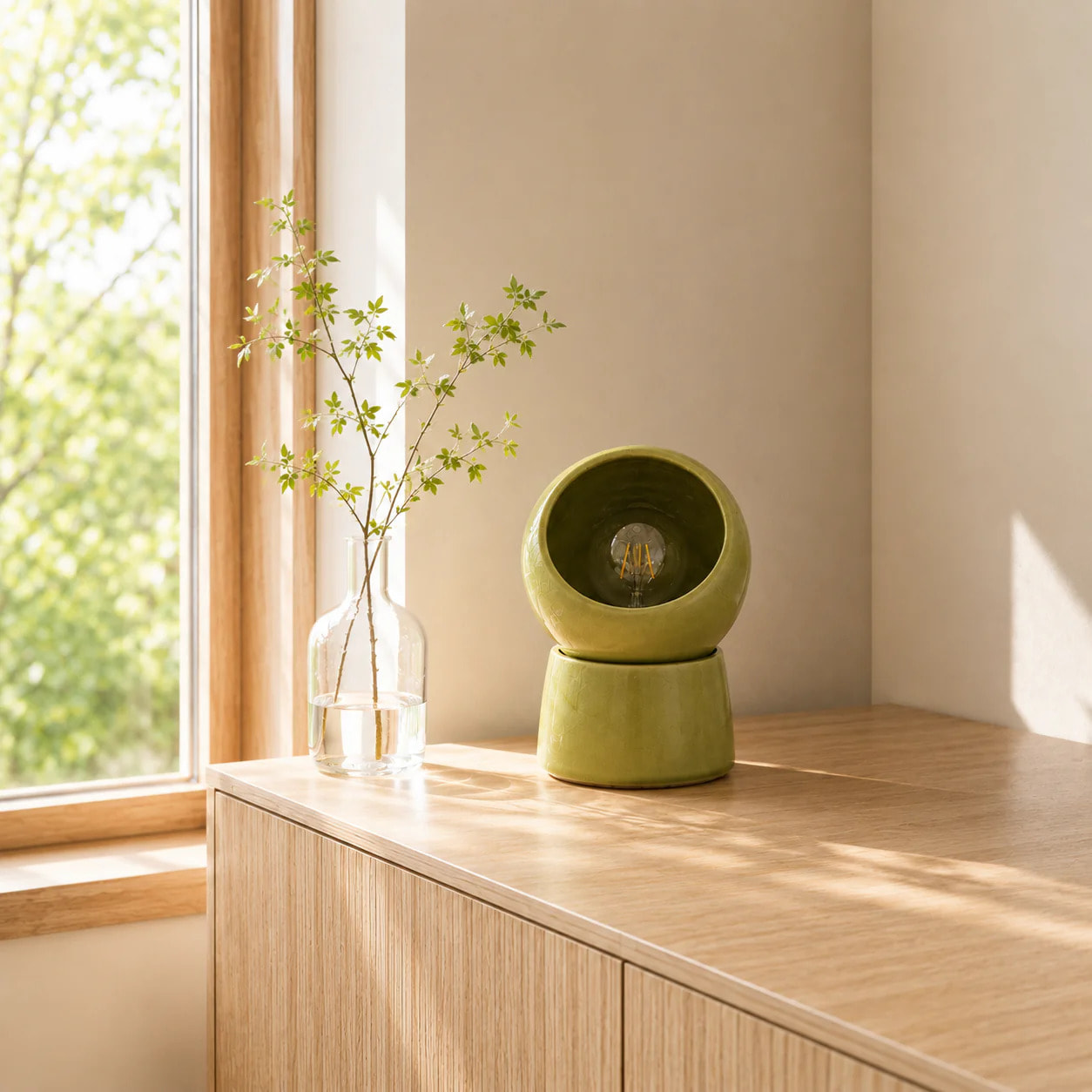 Lampe à poser en céramique verte - Halo