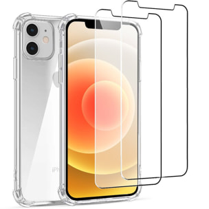 Coque iPhone 12 mini Antichoc Silicone + 2 Vitres en verre trempé