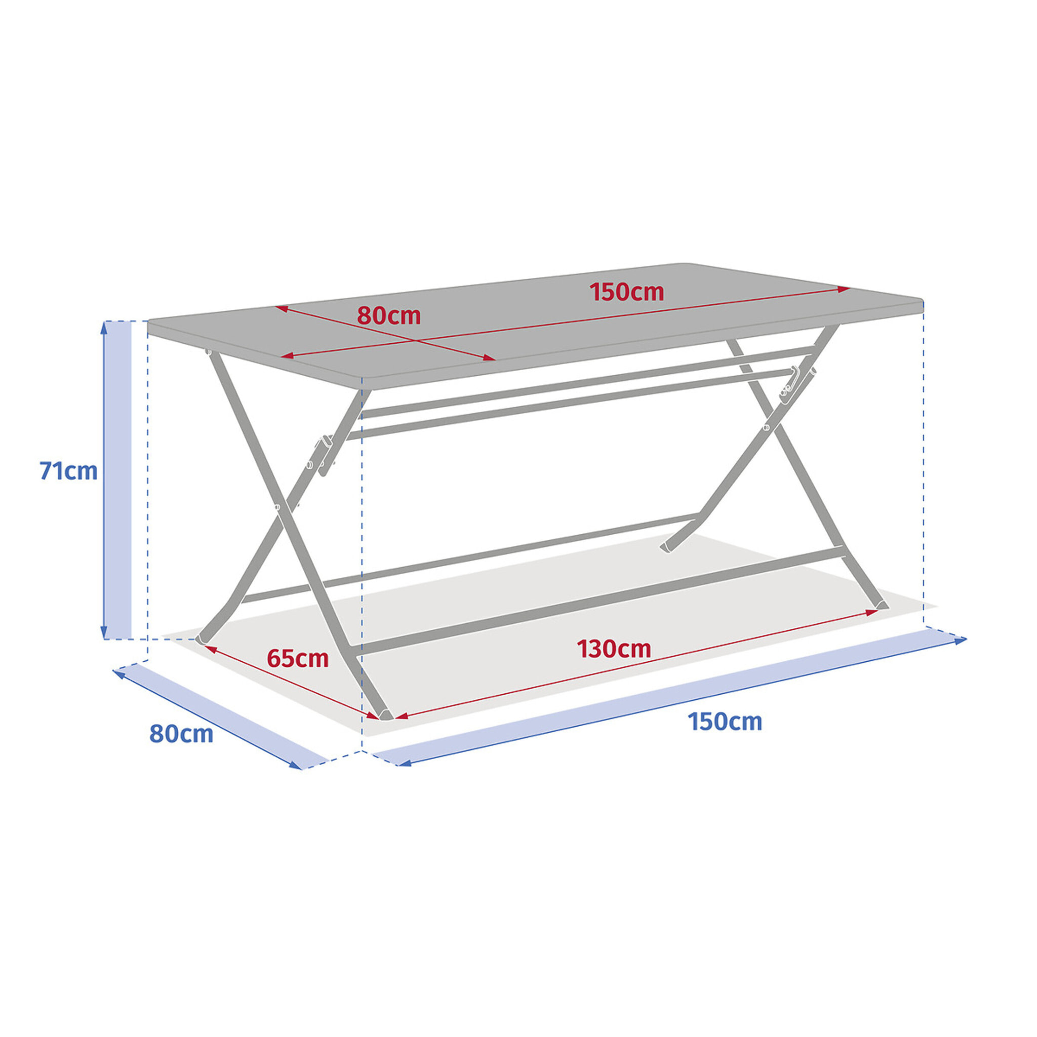 Table de jardin pliante rectangulaire "Greensboro" vert olive 6 places en acier