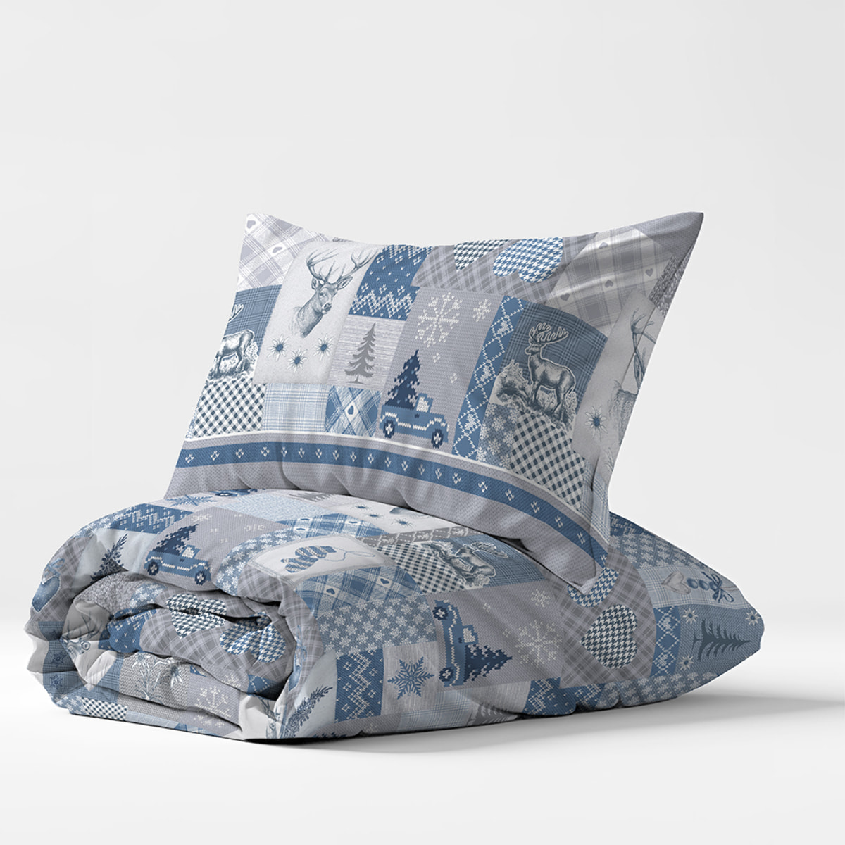 Parure copripiumino alpi blu 100% cotone