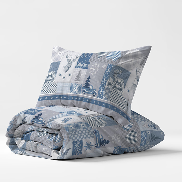 Parure copripiumino alpi blu 100% cotone