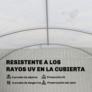 Invernadero de Exterior 6x3x2 m, Invernadero de Túnel con 3 Puertas Enrollables, Ventanas de Malla, Cubierta PE 140g/m² Anti-UV y Marco de Acero Galvanizado, para Cultivos, Plantas, Blanco
