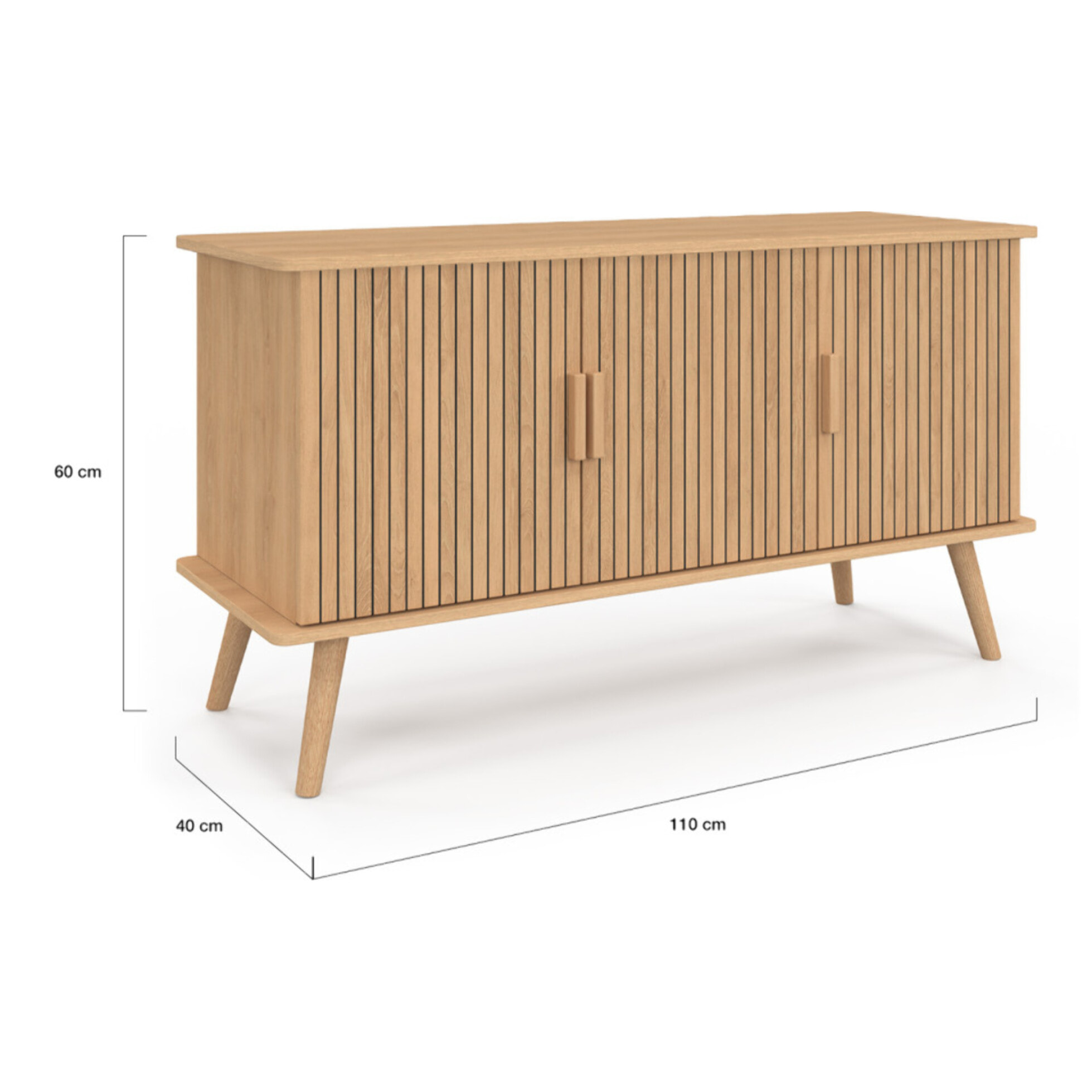 Buffet Faustine 3 portes effet lattes L110cm