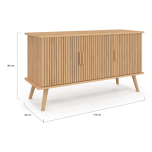 Buffet Faustine 3 portes effet lattes L110cm