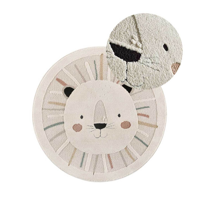 CLOWN Alfombra redonda infantil con osito multicolor, 120x120 cm