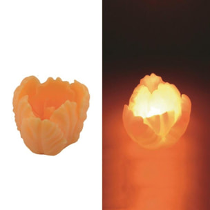 Candela con led a forma di tulipano arancione cmø9h8