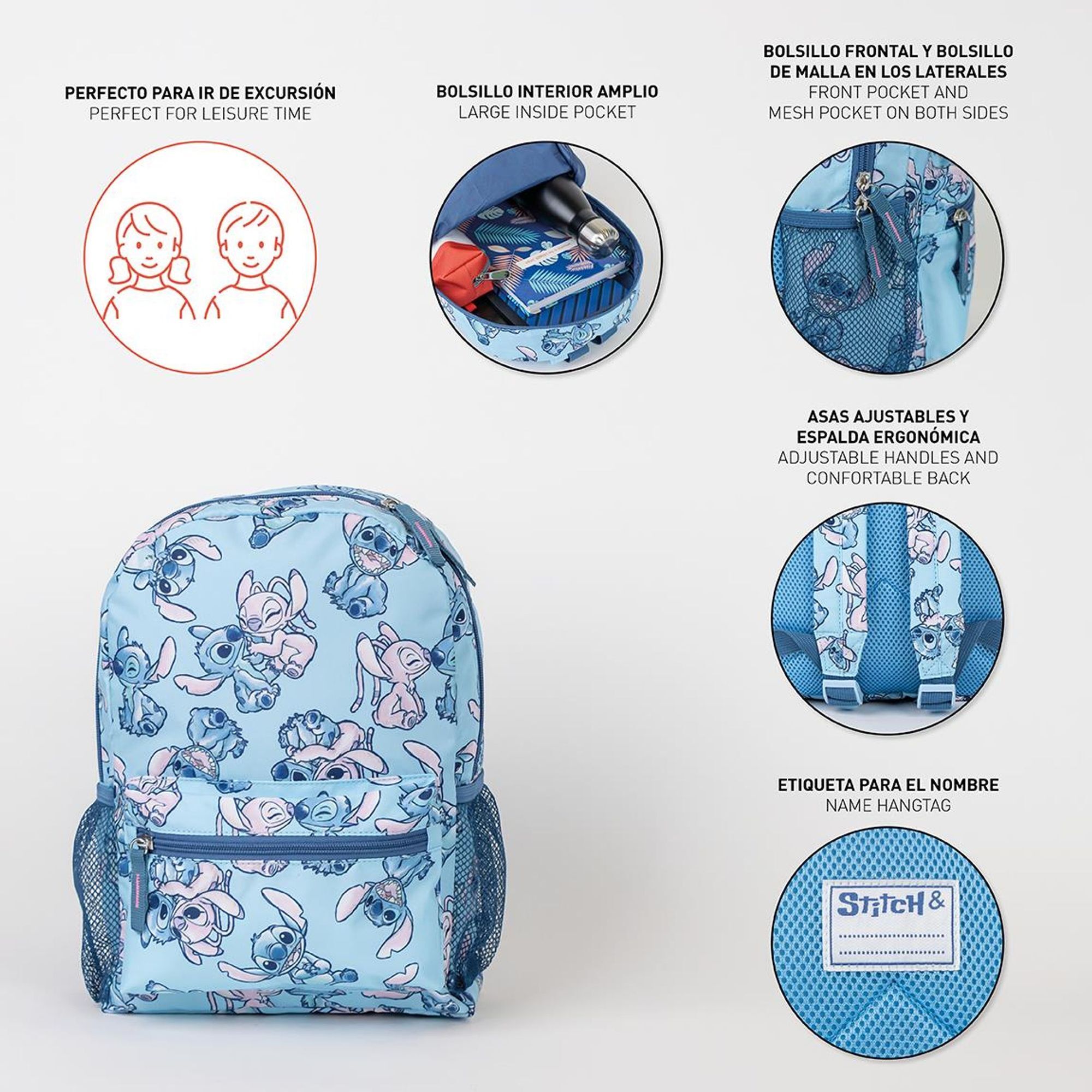 Mochila Infantil Tiempo Libre Estampado Stitch_x000D_