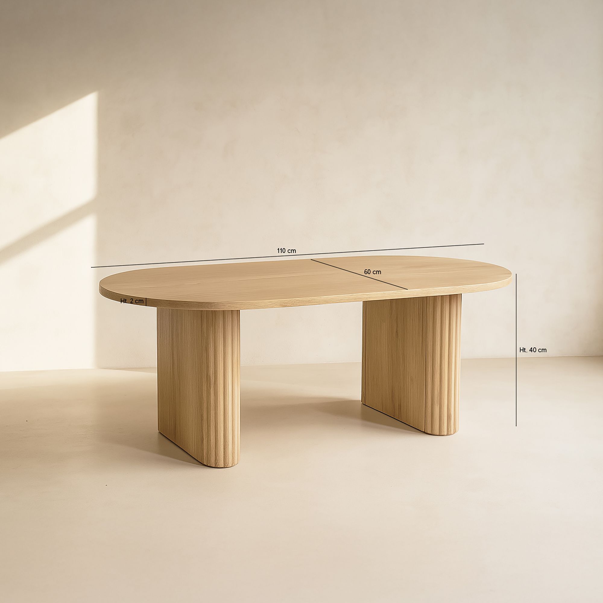 Table basse ovale en bois clair 110cm QUITO