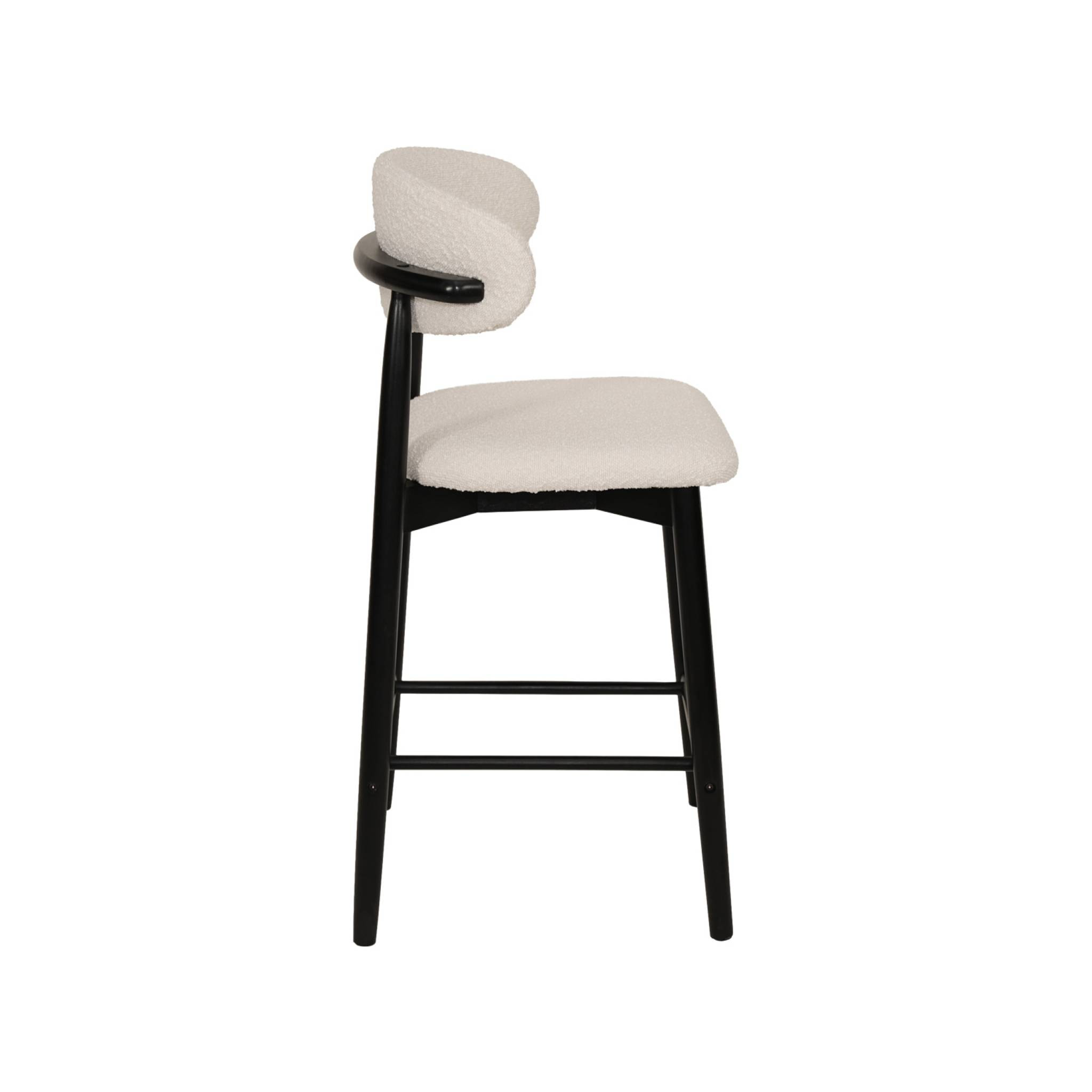 Tabouret de bar bois d'hévéa et tissu bouclette (lot de 2)  PAOLA