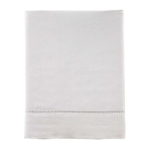 Drap plat uni en lin métis, Made in France, VENISE , Blanc