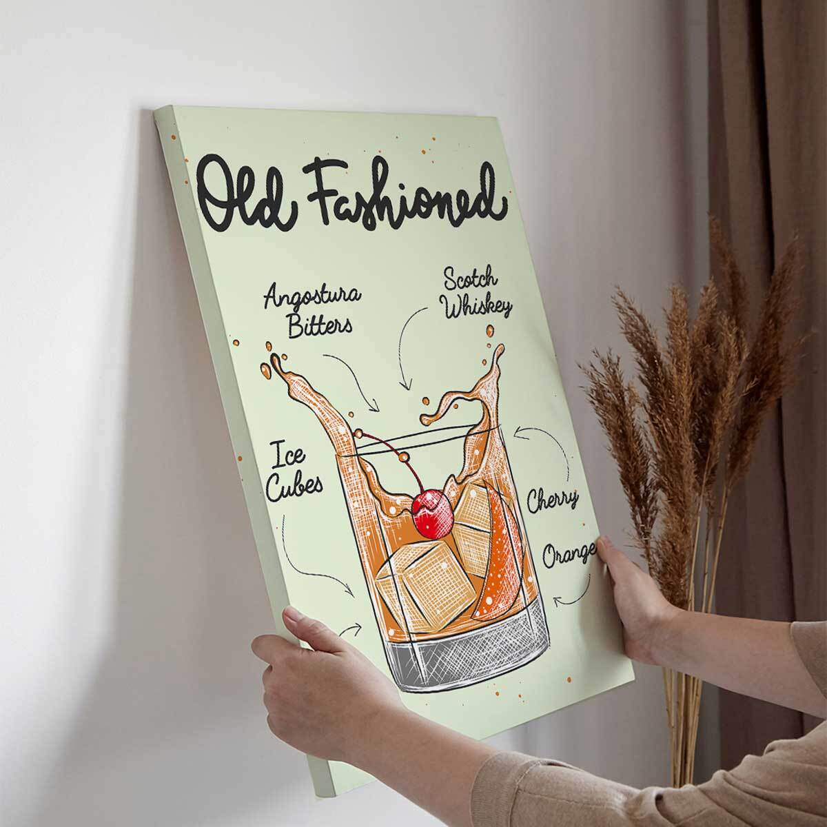 Tableau cocktail Old Fashioned Toile imprimée